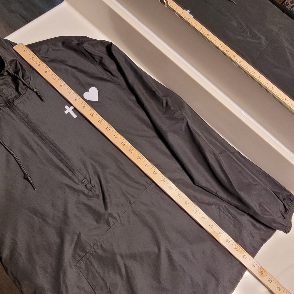 But The Greatest Of These Is Love Windbreaker Hoodie Unisex XL Black & White - Picture 11 of 16